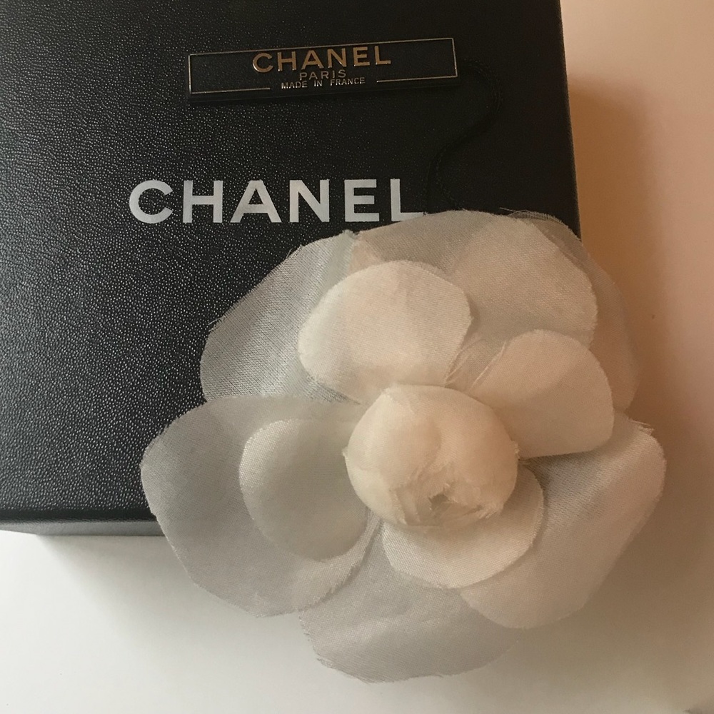 Chanel Camellia Brooch Silk Organza Authentic